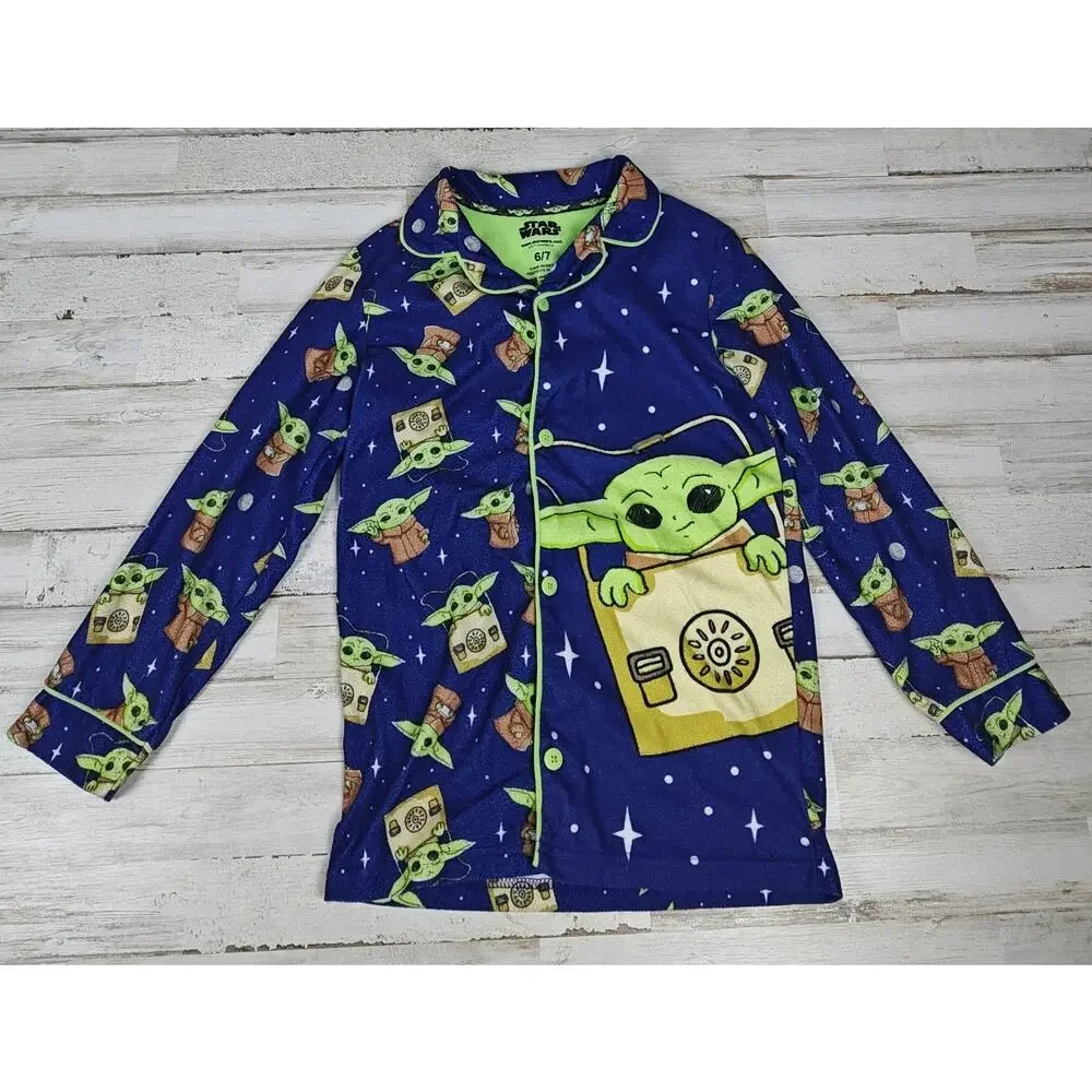 Sleepwear Boys' Star Wars Mandalorian The Child Grogu Blue Flannel Pajamas 6/7